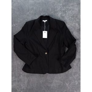 Free Assembly Blazer Jacket Black Linen Blend Womens Size Large Career Corp
